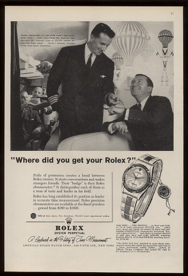 1959 A  Pan American and Rolex joint ad.